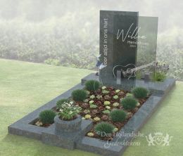 Grafmonument met glazen letterplaat