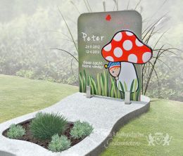 Kindergrafje met glazen paddenstoel