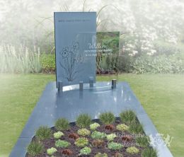 Modern grafmonument met gebogen glas