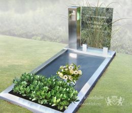 Grafmonument met rvs en een glasplaat