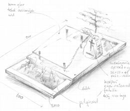 Schets grafsteen met glas