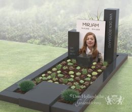 Zuilengrafmonument met foto in glas