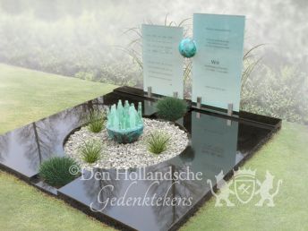 Grafmonument met glas kunst