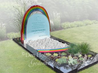 Grafmonument met regenboog van glas