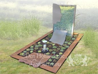 Grafmonument met RVS silhouette