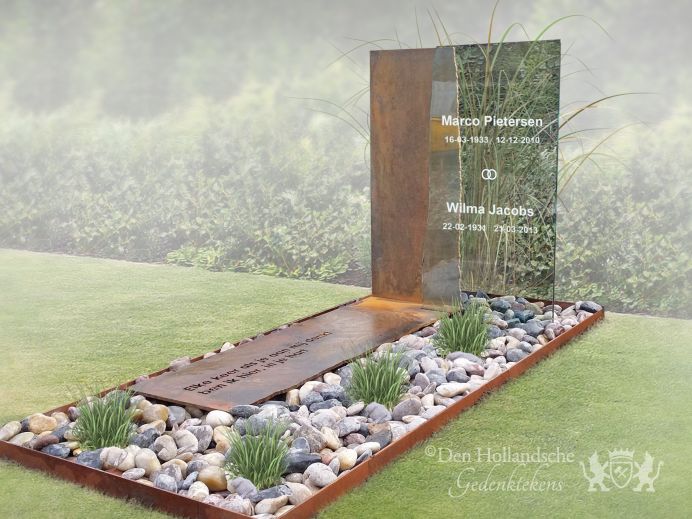 Grafmonument van glas en cortenstaal foto 1