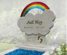 Kindergrafsteen wolk met regenboog foto 2