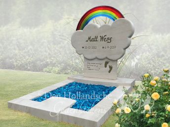 Kindergrafsteen wolk met regenboog