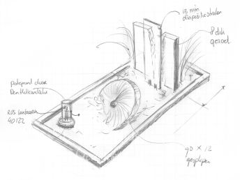 Schets grafmonument met glas en natuursteen