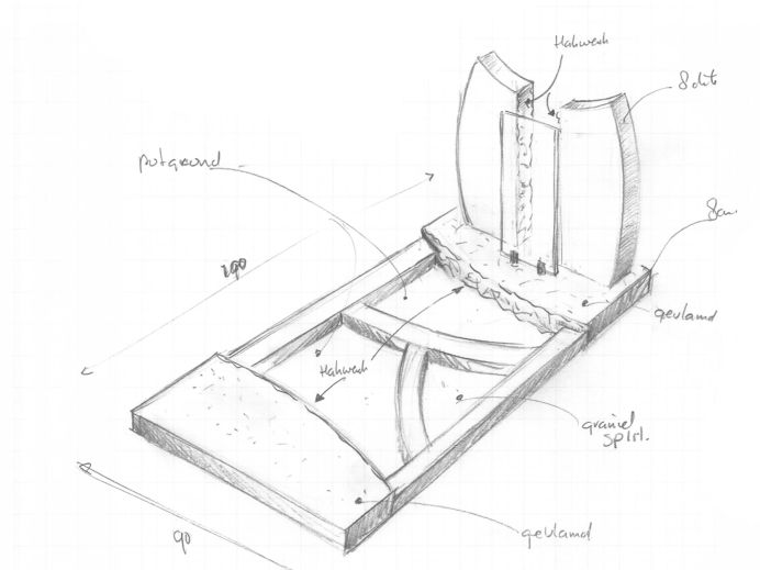 Schets van een exclusief gedenkmonument van glas foto 1