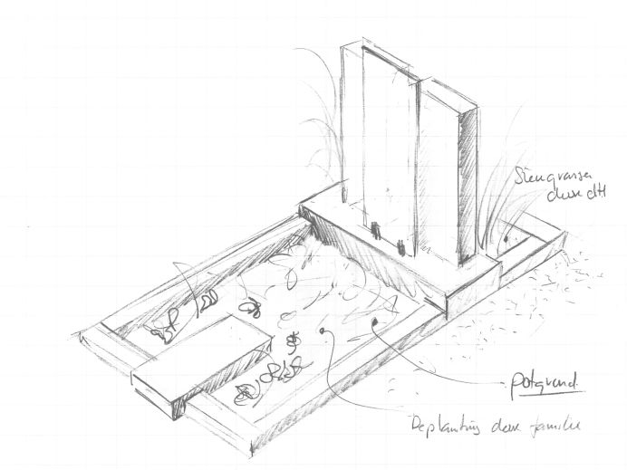 Schets van een modern grafsteen foto 1