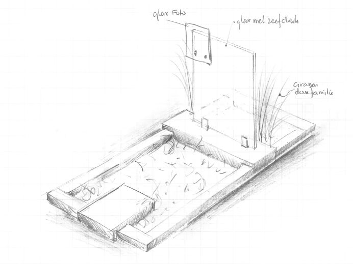 Schets gedenksteen met glas foto 1