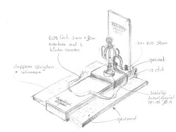 Schets van een unieke gedenksteen met een beker