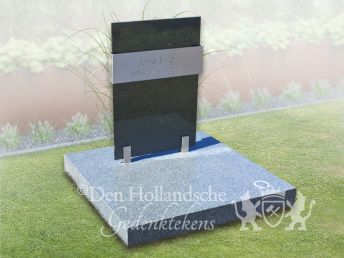 Urnenmonument met glas en RVS band