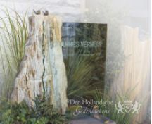 Versteend hout grafsteen met glas foto 1