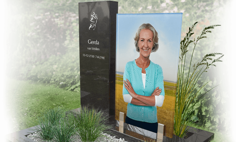 gedenksteen glas met natuursteen